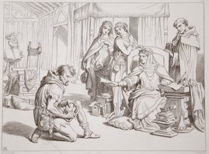 Martin Lightfoot undertakes to be the bearer of the letter to Earl Leofric, illustration from Hereward the Great by Charles Kingsley by Henry Courtney Selous